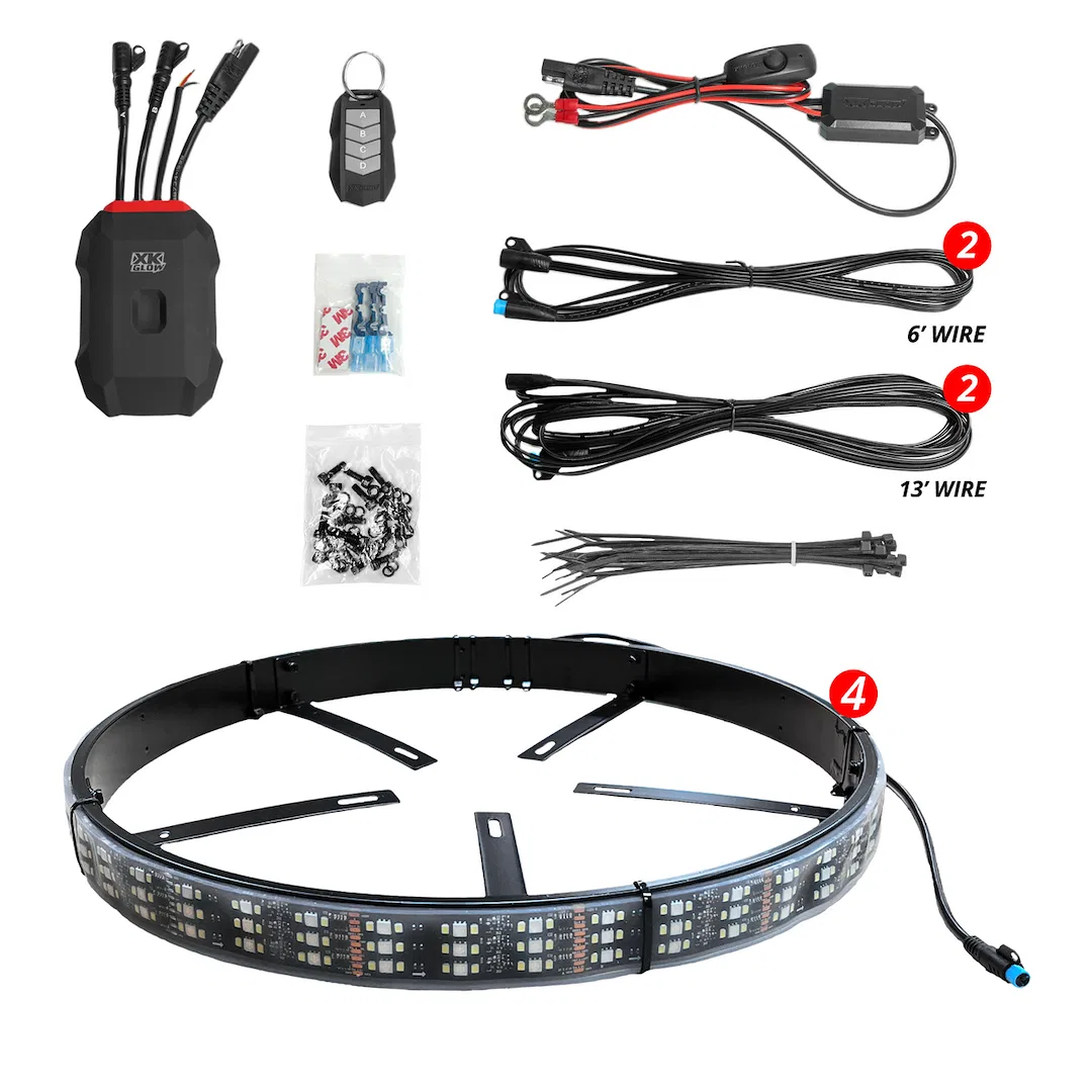 MX-WHEEL-KITB – XK GLOW Wheel Light Ring, LED Bulb Mounts To Brake Dust Cover Fits 16-1/2 Inch Aluminum Wheels 12 Vol...